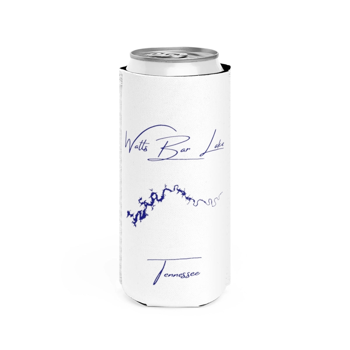 Tennessee  Watts  Bar  Lake  Slim  Can  Koozie  front  position  view  from  front  white.webp