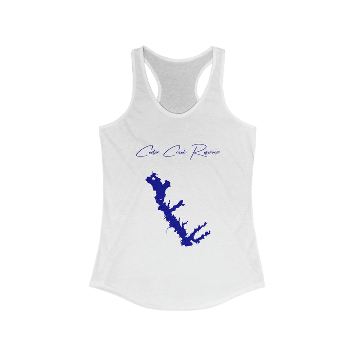 Texas  Cedar  Creek  Reservoir  Racerback-Tank  front  position  view  from  front  solid  white.webp