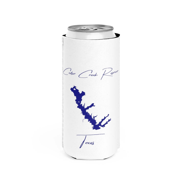 Texas  Cedar  Creek  Reservoir  Slim  Can  Koozie  front  position  view  from  front  white.webp