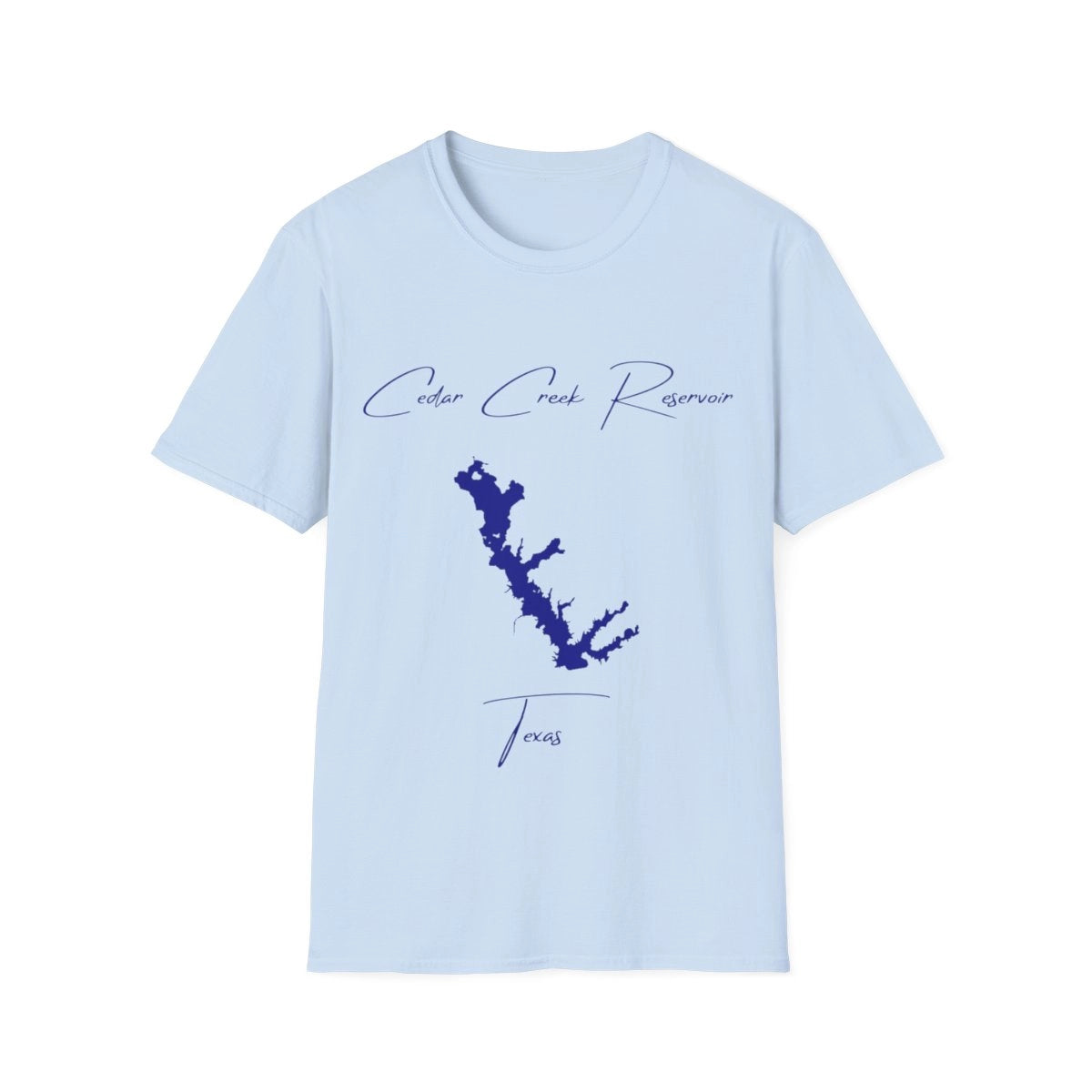 Texas  Cedar  Creek  Reservoir  T-shirt  front  position  view  from  front  light  blue.webp