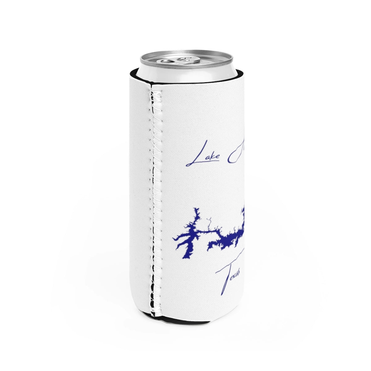 Texas  Lake  Amistad  Slim  Can  Koozie  all  position  view  from  right  white.webp