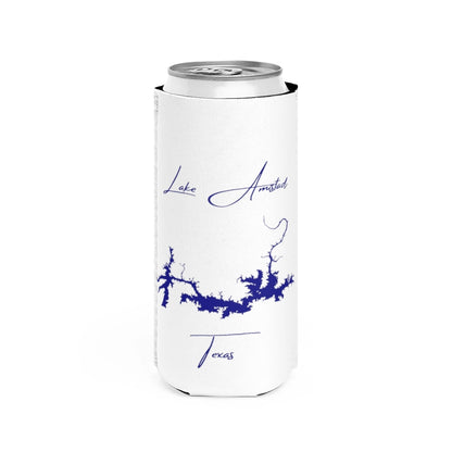 Texas  Lake  Amistad  Slim  Can  Koozie  front  position  view  from  front  white.webp