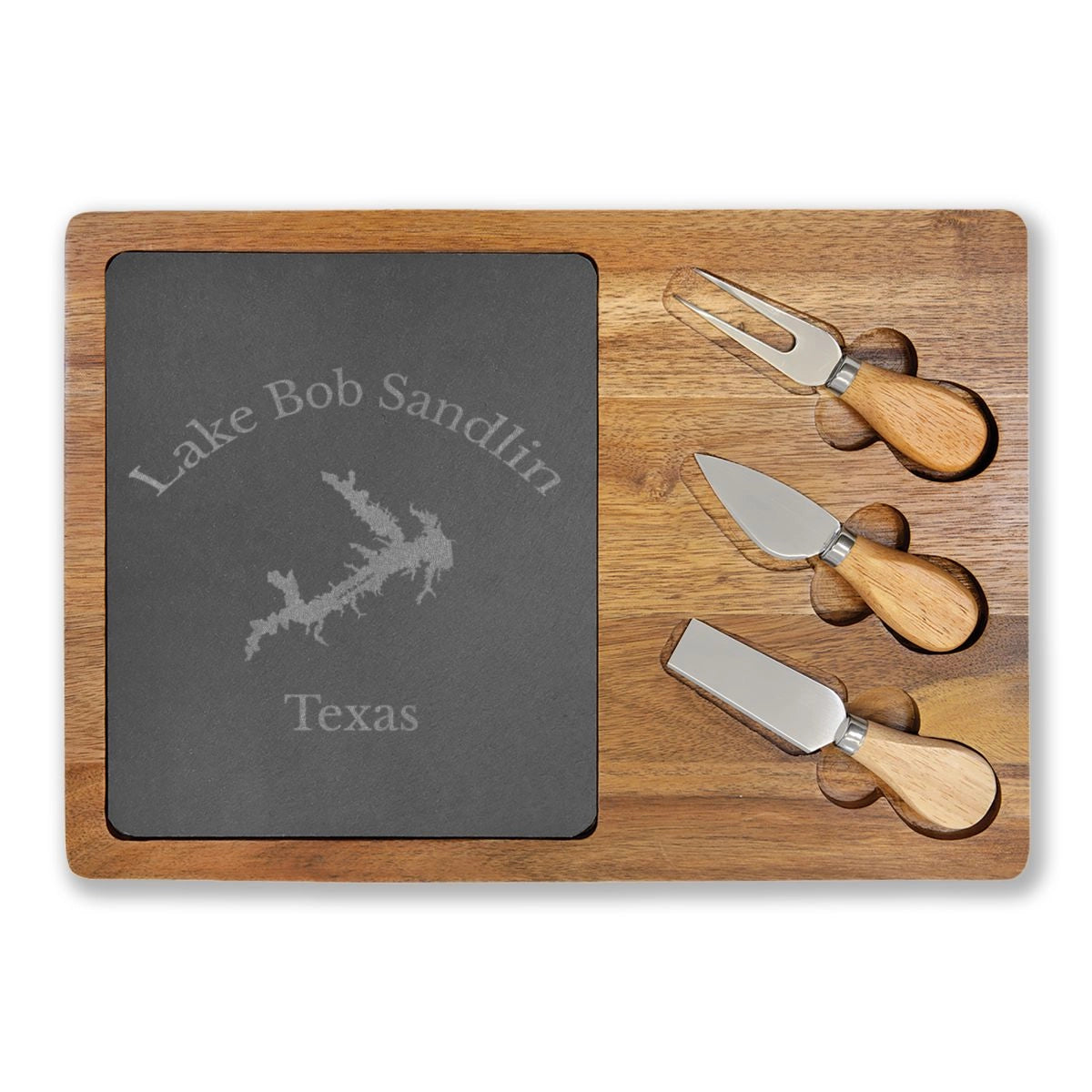 Texas  Lake  Bob  Sandlin  Engraved  Charcuterie  Board  other  position  view  from  front  13  3  4  x  9  3  4.webp
