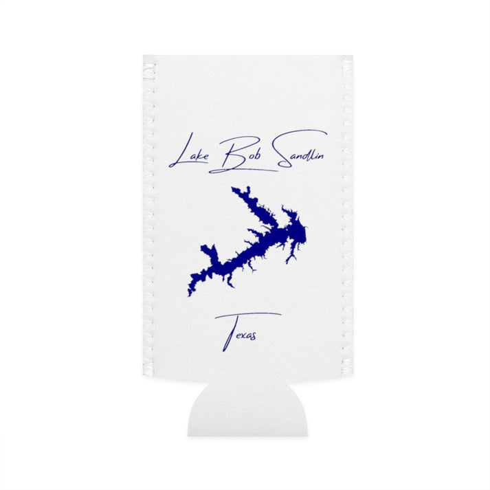 Texas  Lake  Bob  Sandlin  Slim  Can  Koozie  front  position  view  from  flat-front  white.webp