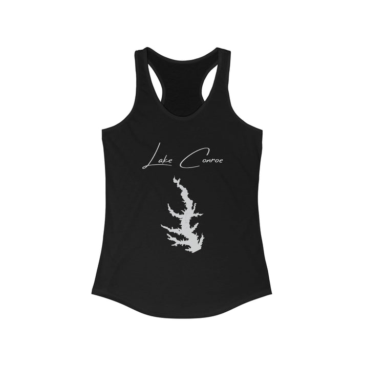 Texas  Lake  Conroe  Racerback-Tank  front  position  view  from  front  solid  black.webp