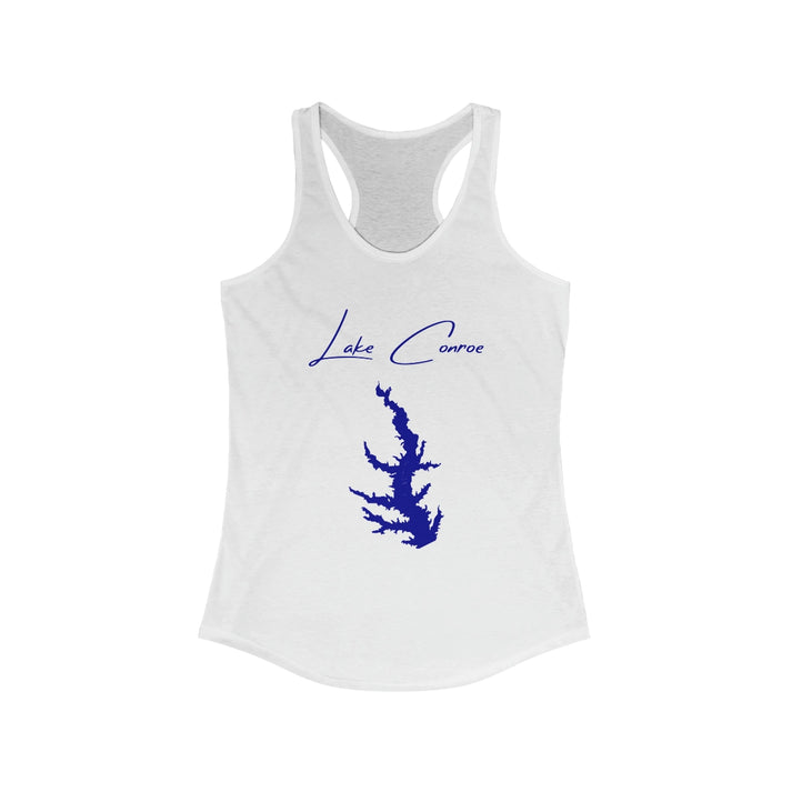 Texas  Lake  Conroe  Racerback-Tank  front  position  view  from  front  solid  white.webp