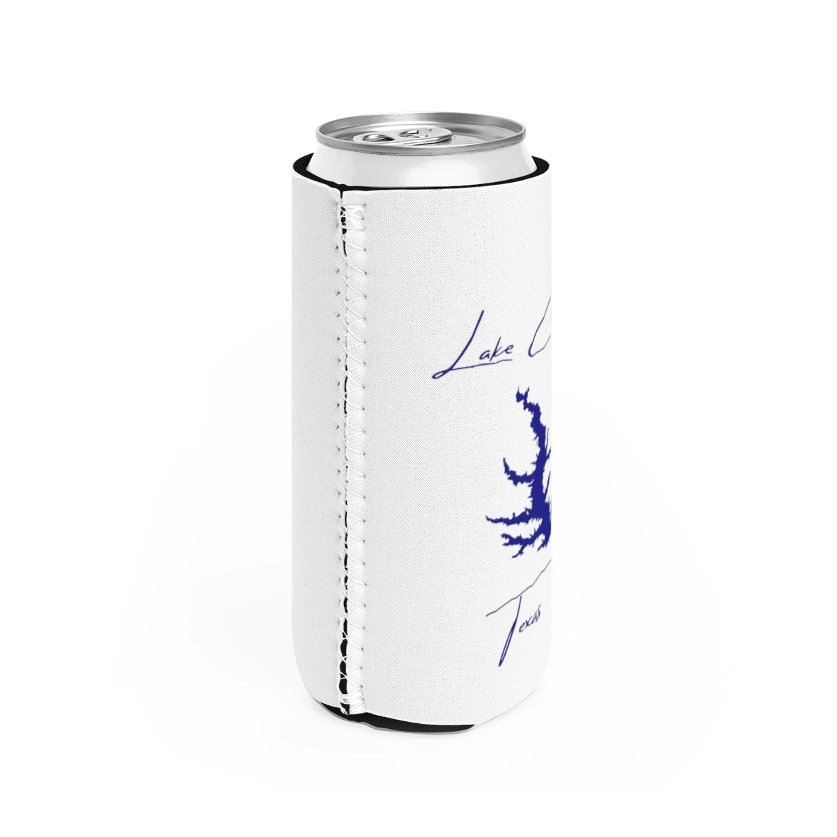 Texas  Lake  Conroe  Slim  Can  Koozie  all  position  view  from  right  white.webp