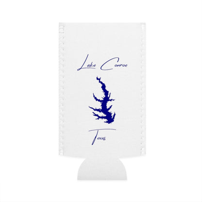 Texas  Lake  Conroe  Slim  Can  Koozie  front  position  view  from  flat-front  white.webp