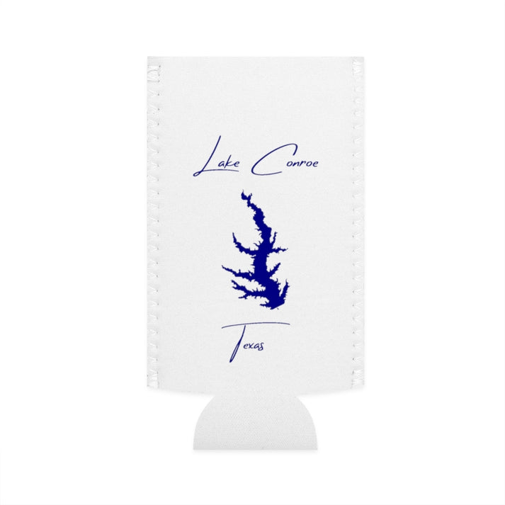 Texas  Lake  Conroe  Slim  Can  Koozie  front  position  view  from  flat-front  white.webp