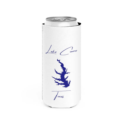 Texas  Lake  Conroe  Slim  Can  Koozie  front  position  view  from  front  white.webp