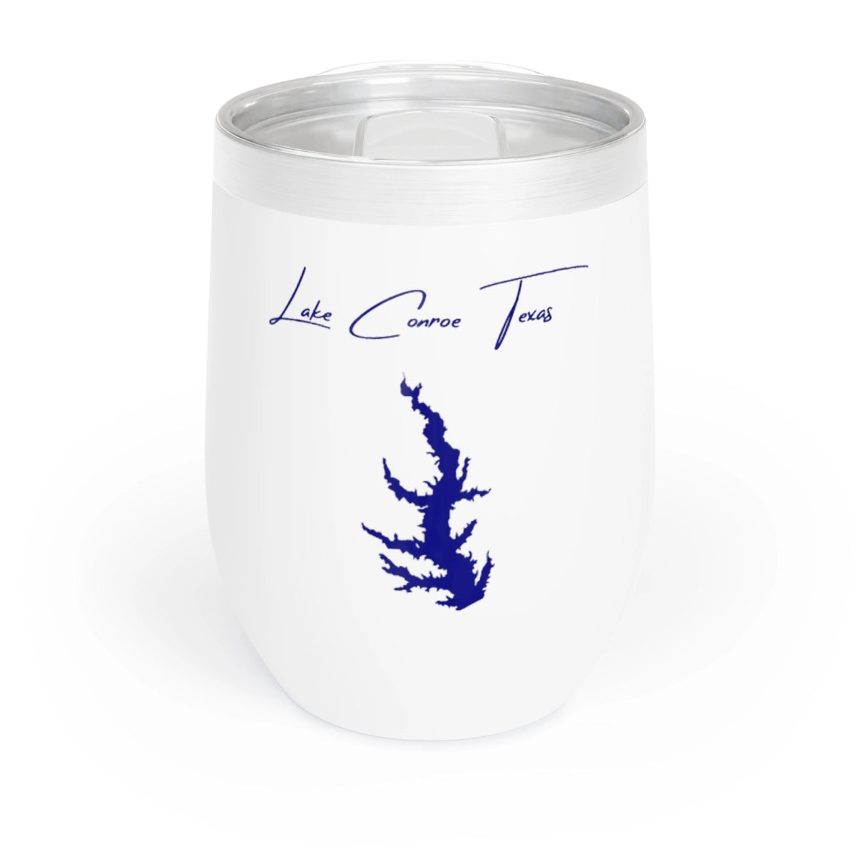 Texas  Lake  Conroe  Wine  Tumbler  front  position  view  from  front  white.webp