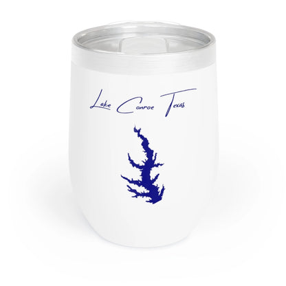 Texas  Lake  Conroe  Wine  Tumbler  front  position  view  from  front  white.webp
