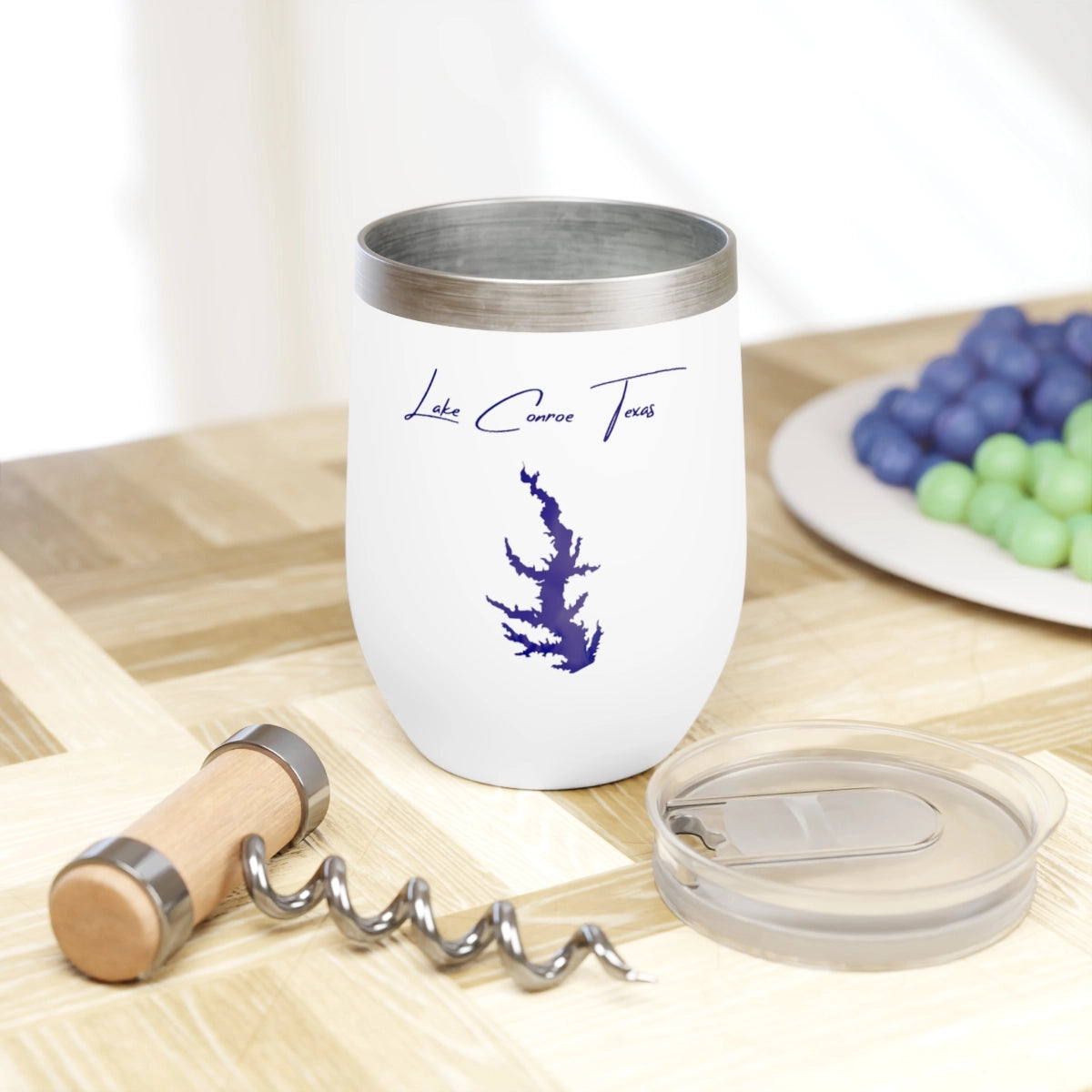 Texas  Lake  Conroe  Wine  Tumbler  other  position  view  from  context  white.webp