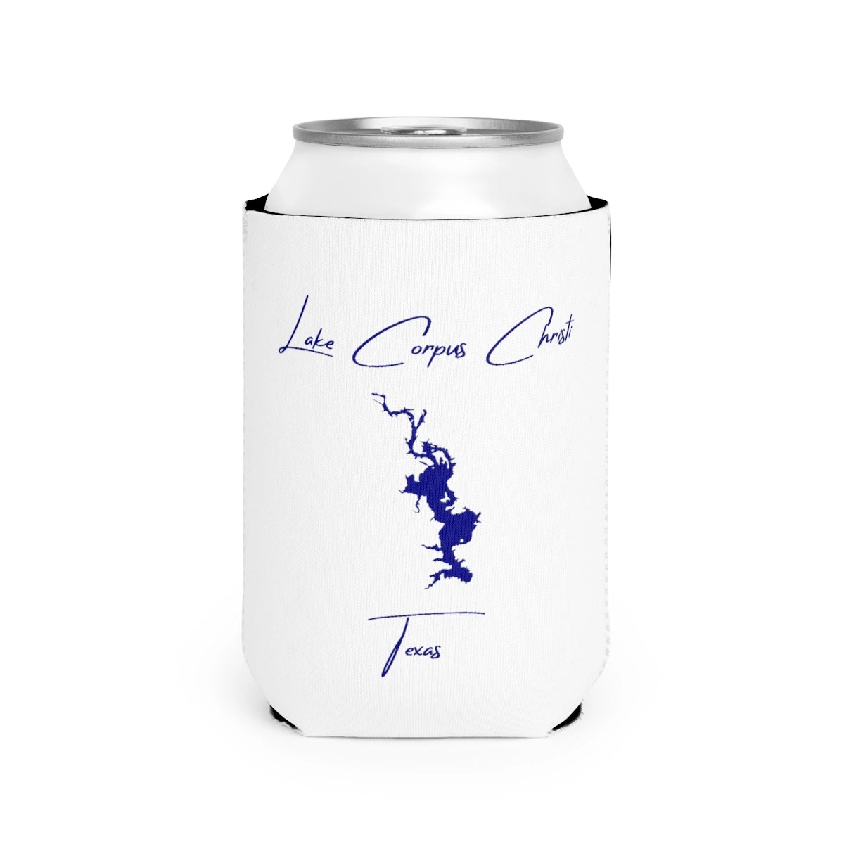 Texas  Lake  Corpus  Christi  Can  Koozie  front  position  view  from  front-2  white.webp