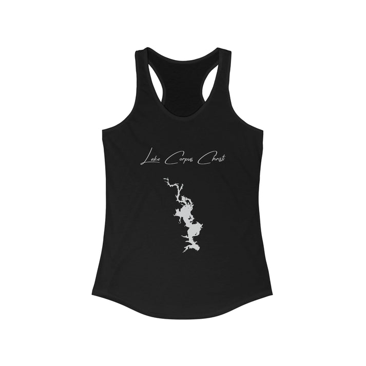 Texas  Lake  Corpus  Christi  Racerback-Tank  front  position  view  from  front  solid  black.webp