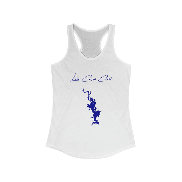 Texas  Lake  Corpus  Christi  Racerback-Tank  front  position  view  from  front  solid  white.webp