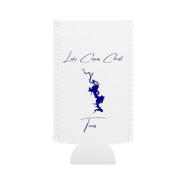 Texas  Lake  Corpus  Christi  Slim  Can  Koozie  front  position  view  from  flat-front  white.webp