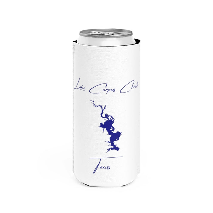 Texas  Lake  Corpus  Christi  Slim  Can  Koozie  front  position  view  from  front  white.webp