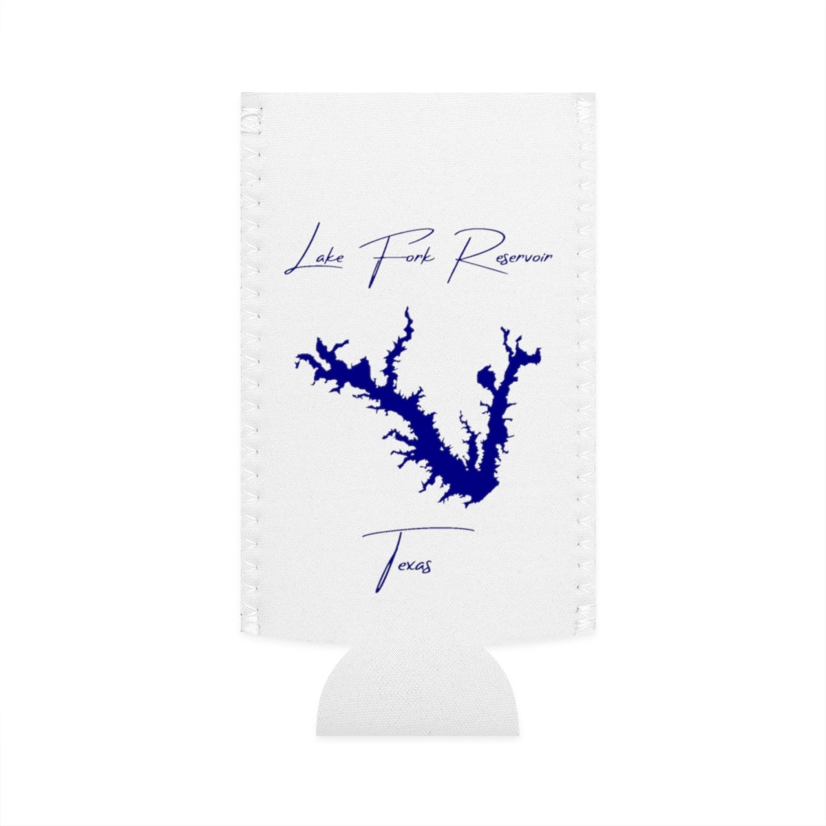 Texas  Lake  Fork  Reservoir  Slim  Can  Koozie  front  position  view  from  flat-front  white.webp