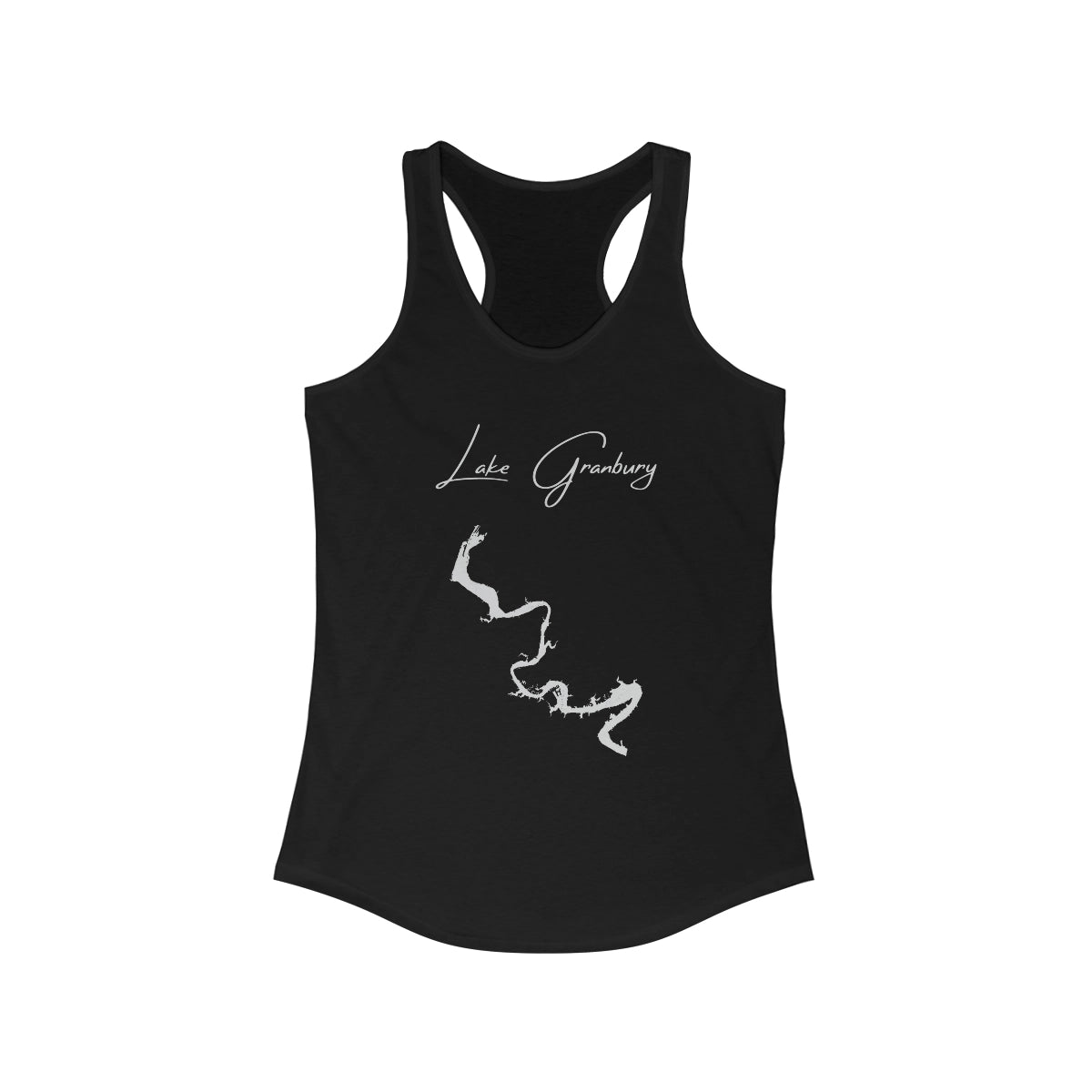 Texas  Lake  Granbury  Racerback-Tank  front  position  view  from  front  solid  black.webp