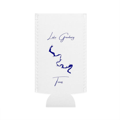 Texas  Lake  Granbury  Slim  Can  Koozie  front  position  view  from  flat-front  white.webp