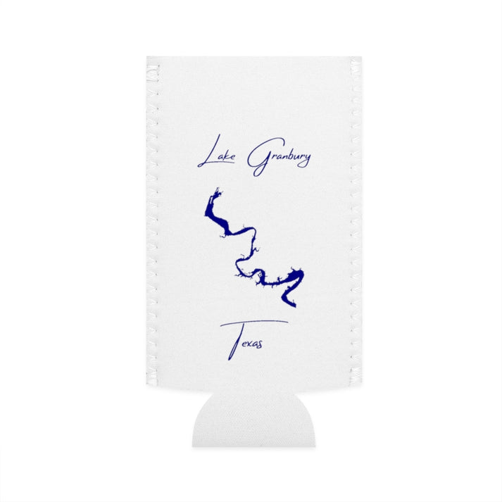 Texas  Lake  Granbury  Slim  Can  Koozie  front  position  view  from  flat-front  white.webp