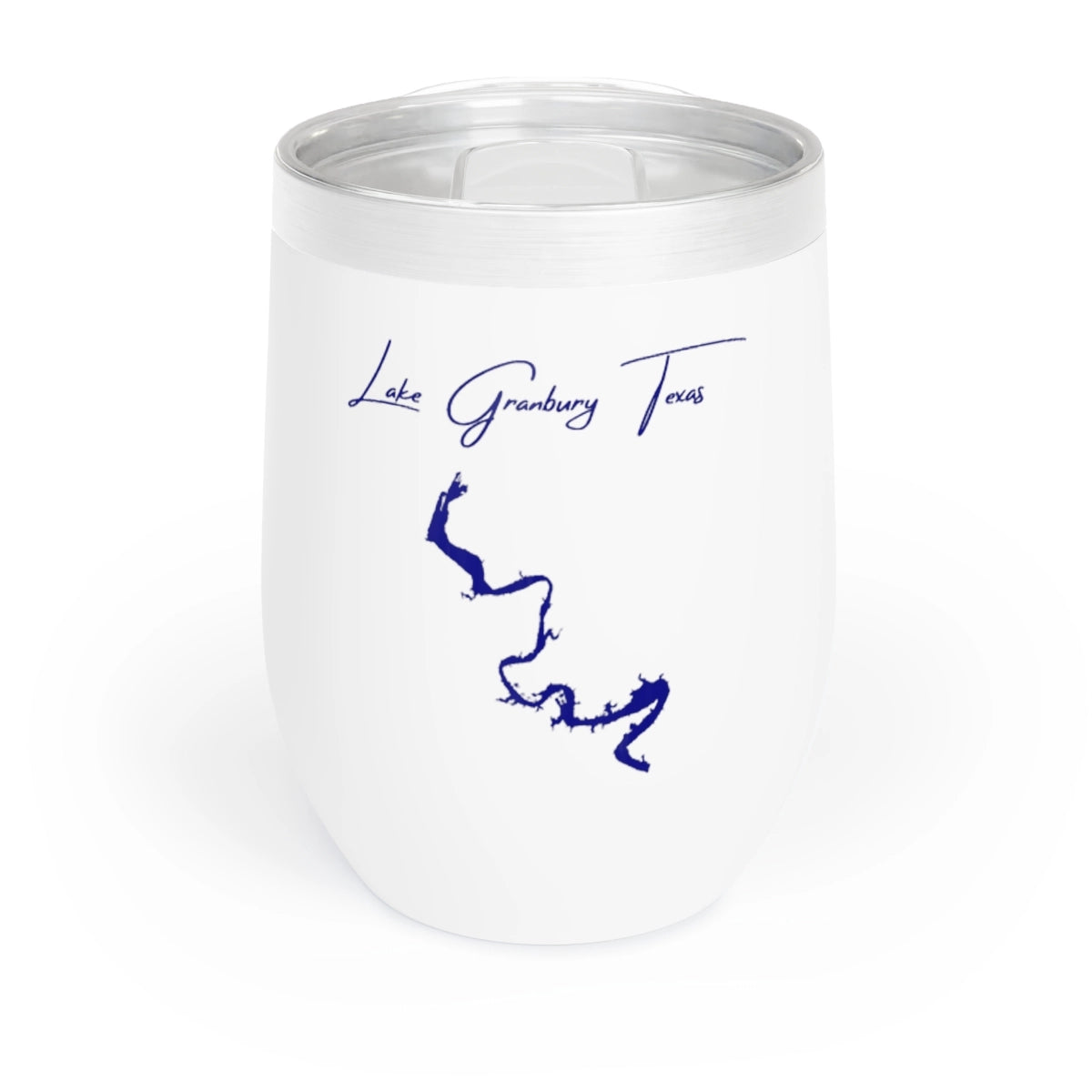Texas  Lake  Granbury  Wine  Tumbler  front  position  view  from  front  white.webp