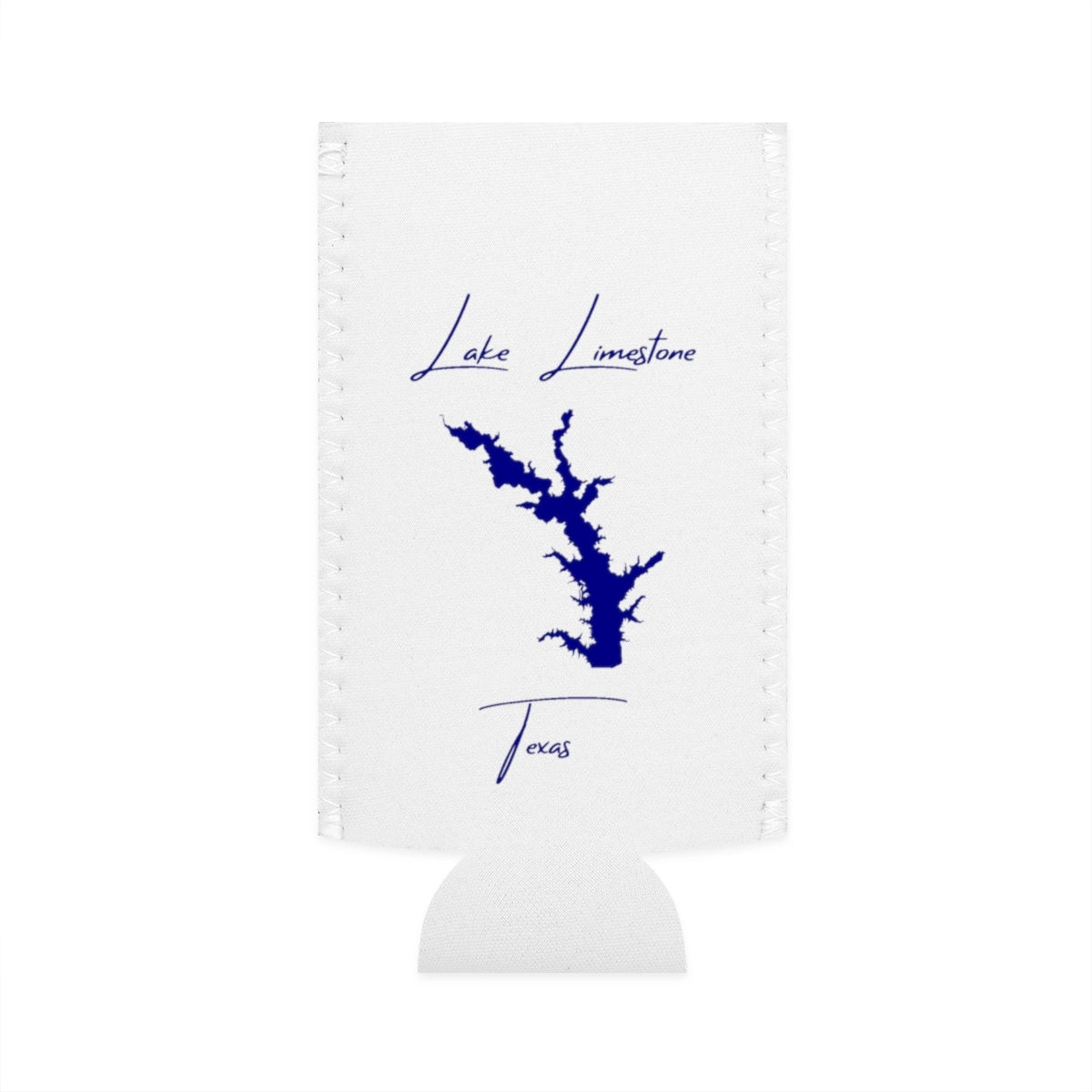 Texas  Lake  Limestone  Slim  Can  Koozie  front  position  view  from  flat-front  white.webp