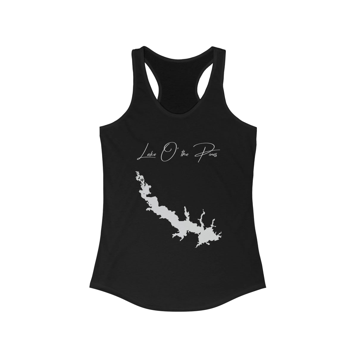 Texas  Lake  O'  the  Pines  Racerback-Tank  front  position  view  from  front  solid  black.webp