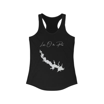 Texas  Lake  O'  the  Pines  Racerback-Tank  front  position  view  from  front  solid  black.webp