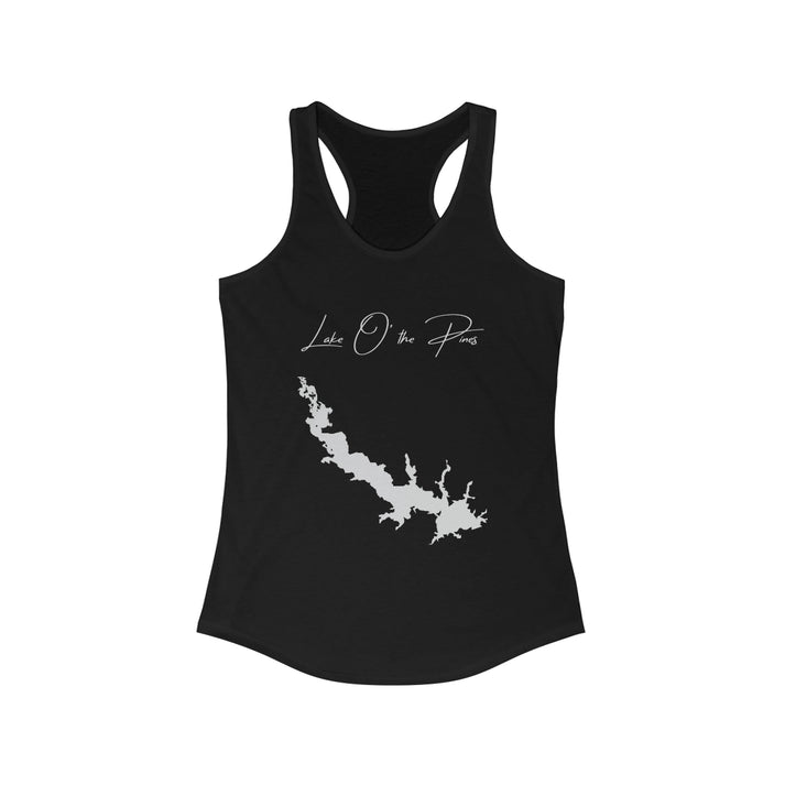 Texas  Lake  O'  the  Pines  Racerback-Tank  front  position  view  from  front  solid  black.webp