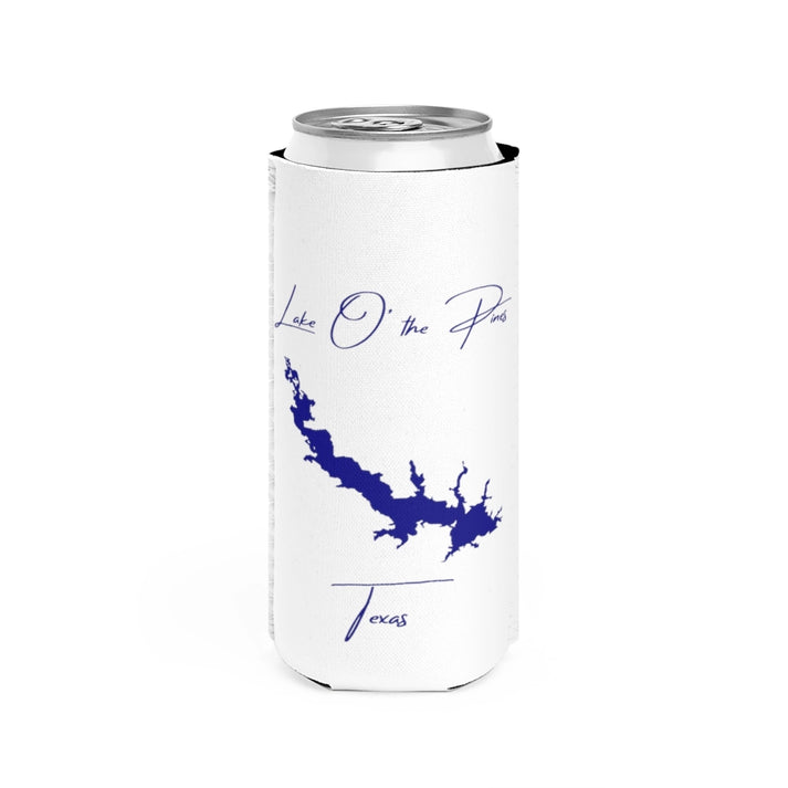 Texas  Lake  O'  the  Pines  Slim  Can  Koozie  front  position  view  from  front  white.webp