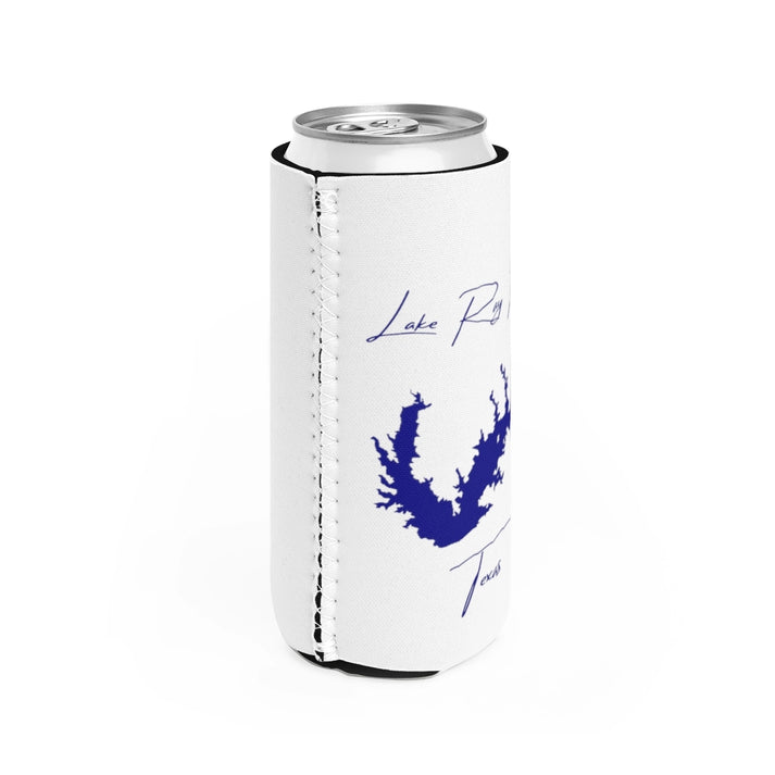 Texas  Lake  Ray  Roberts  Slim  Can  Koozie  all  position  view  from  right  white.webp
