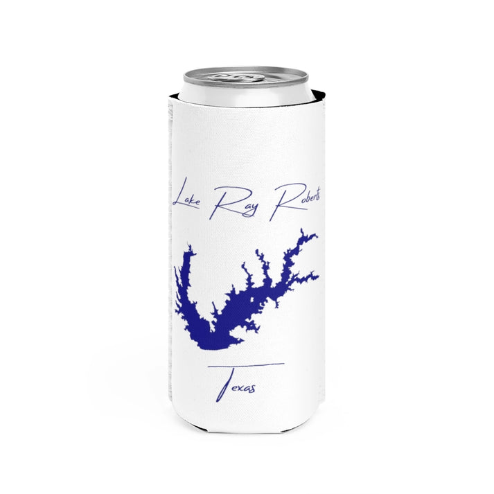Texas  Lake  Ray  Roberts  Slim  Can  Koozie  front  position  view  from  front  white.webp