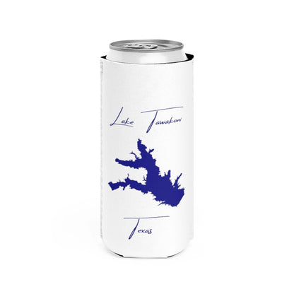 Texas  Lake  Tawakoni  Slim  Can  Koozie  front  position  view  from  front  white.webp