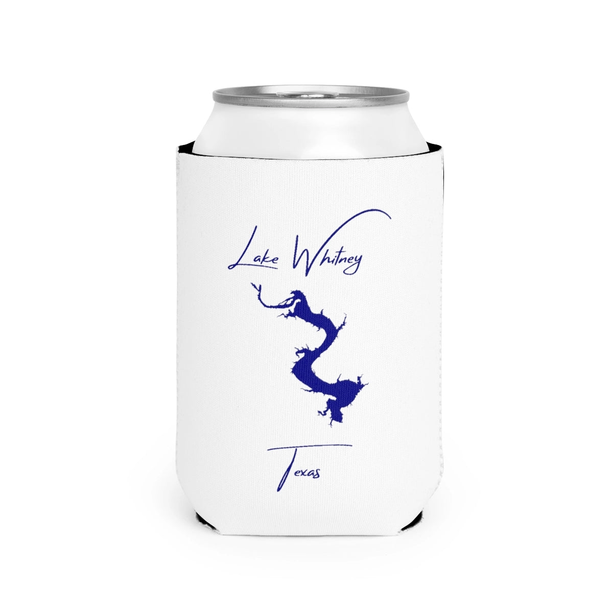 Texas  Lake  Whitney  Can  Koozie  front  position  view  from  front-2  white.webp