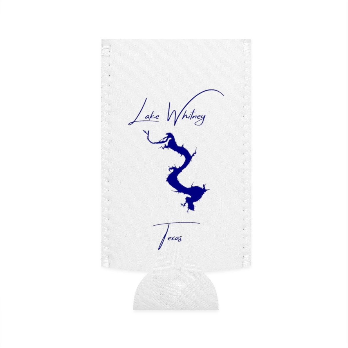 Texas  Lake  Whitney  Slim  Can  Koozie  front  position  view  from  flat-front  white.webp