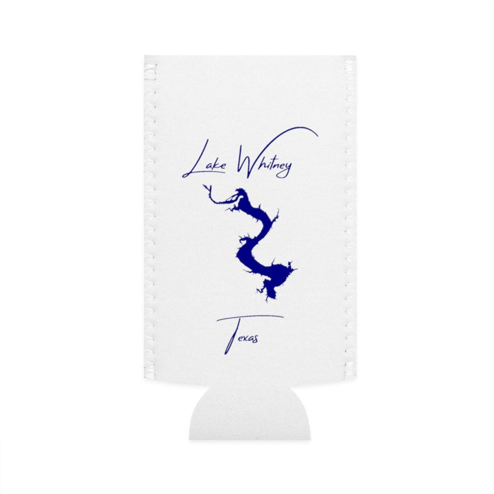 Texas  Lake  Whitney  Slim  Can  Koozie  front  position  view  from  flat-front  white.webp