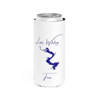 Texas  Lake  Whitney  Slim  Can  Koozie  front  position  view  from  front  white.webp