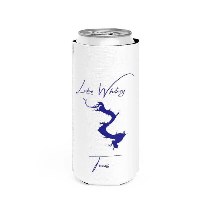 Texas  Lake  Whitney  Slim  Can  Koozie  front  position  view  from  front  white.webp