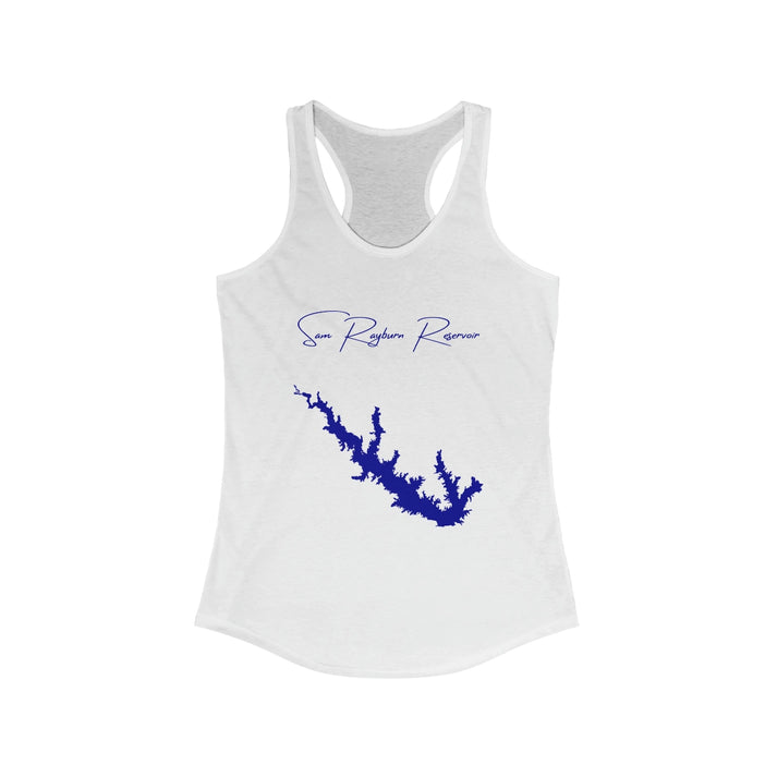 Texas  Sam  Rayburn  Reservoir  Racerback-Tank  front  position  view  from  front  solid  white.webp