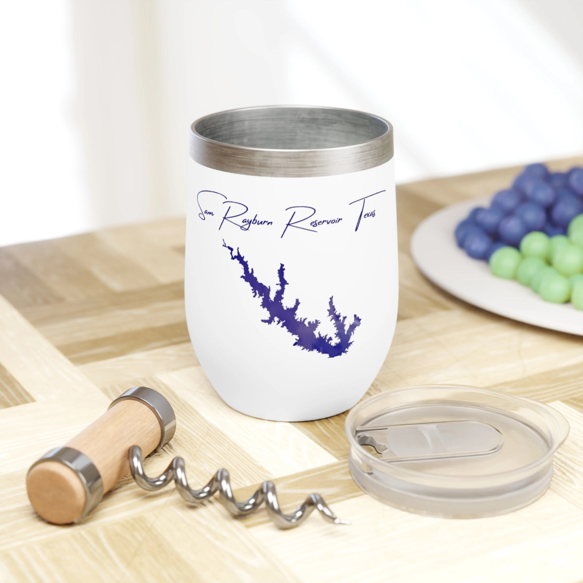 Texas  Sam  Rayburn  Reservoir  Wine  Tumbler  other  position  view  from  context  white.webp