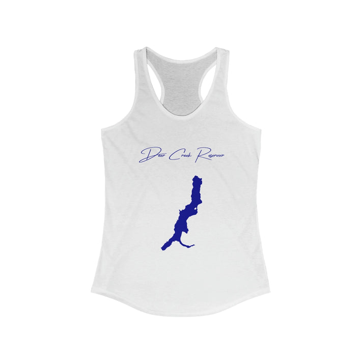 Utah  Deer  Creek  Reservoir  Racerback-Tank  front  position  view  from  front  solid  white.webp