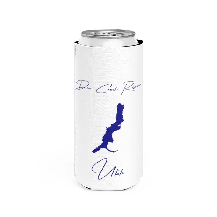 Utah  Deer  Creek  Reservoir  Slim  Can  Koozie  front  position  view  from  front  white.webp