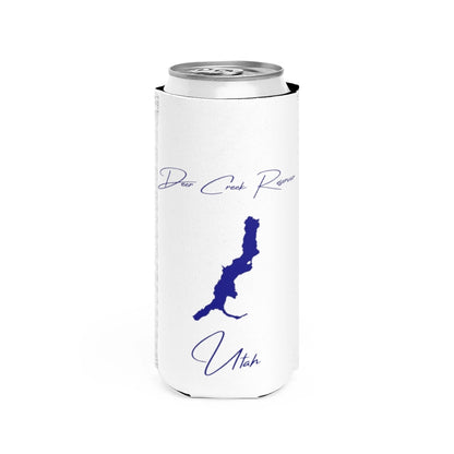 Utah  Deer  Creek  Reservoir  Slim  Can  Koozie  front  position  view  from  front  white.webp