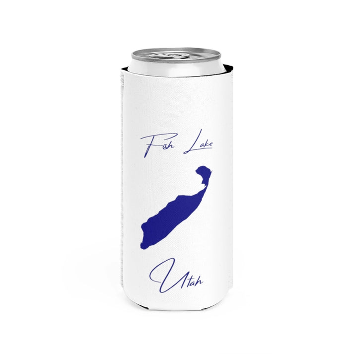 Utah  Fish  Lake  Slim  Can  Koozie  front  position  view  from  front  white.webp