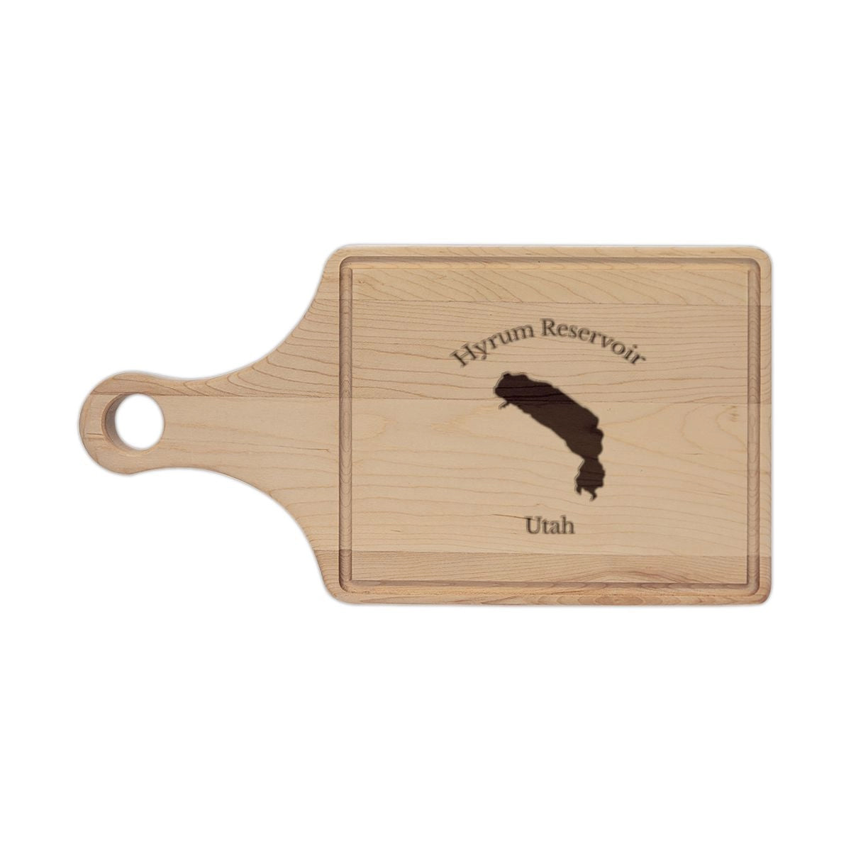 Utah  Hyrum  Reservoir  Engraved  Cutting  Board  front  position  view  from  front  maple.webp