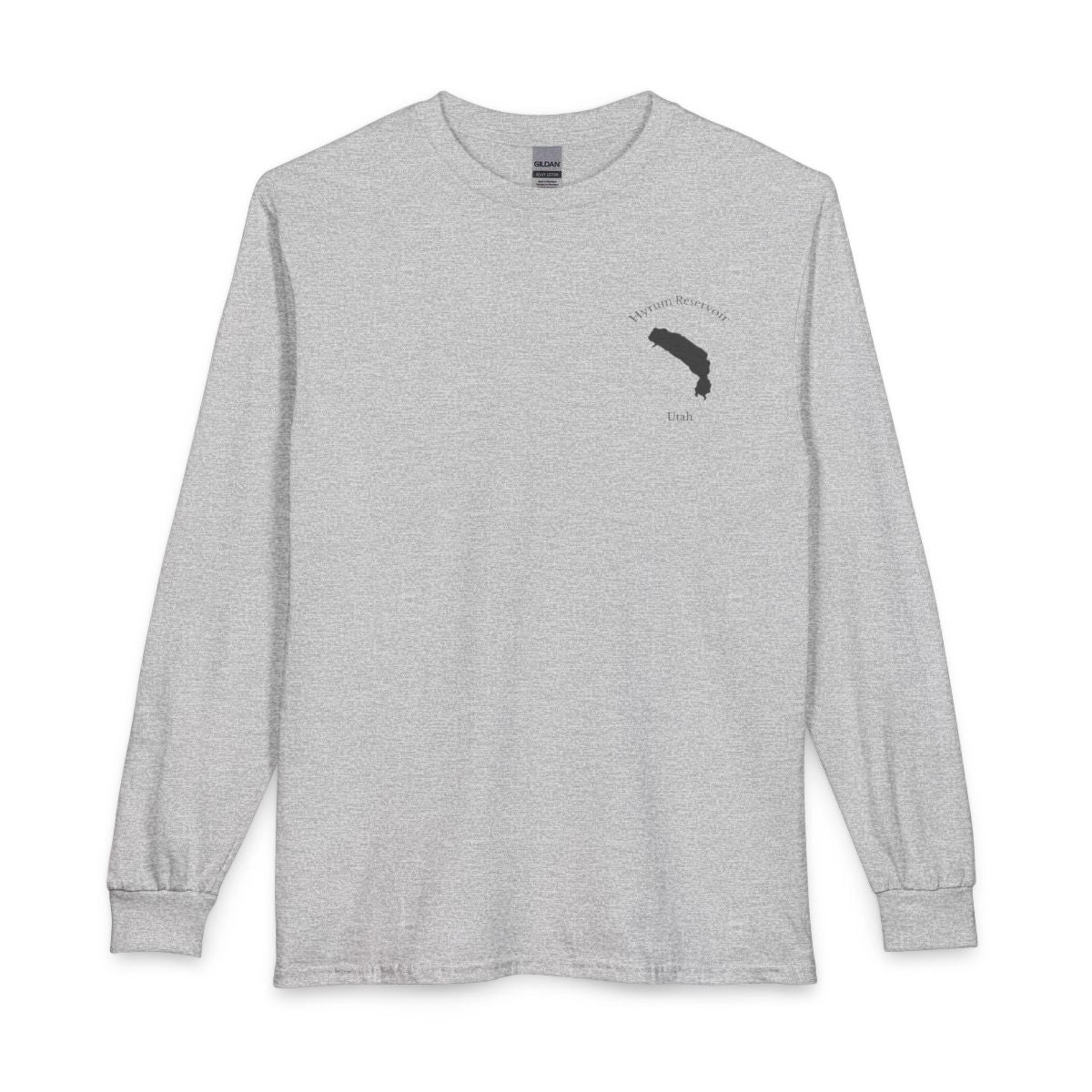 Utah  Hyrum  Reservoir  Long  Sleeve  Fishing  T-shirt  front  position  view  from  front  sport  grey.webp
