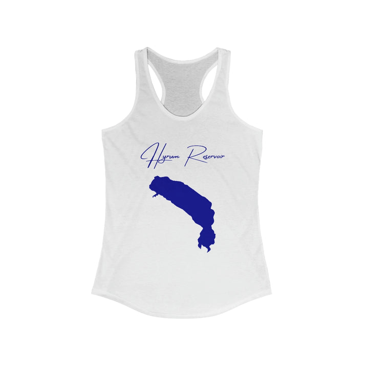 Utah  Hyrum  Reservoir  Racerback-Tank  front  position  view  from  front  solid  white.webp