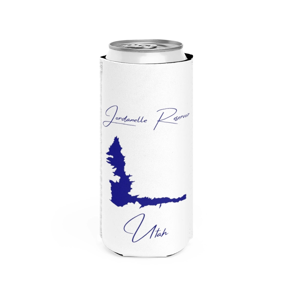 Utah  Jordanelle  Reservoir  Slim  Can  Koozie  front  position  view  from  front  white.webp